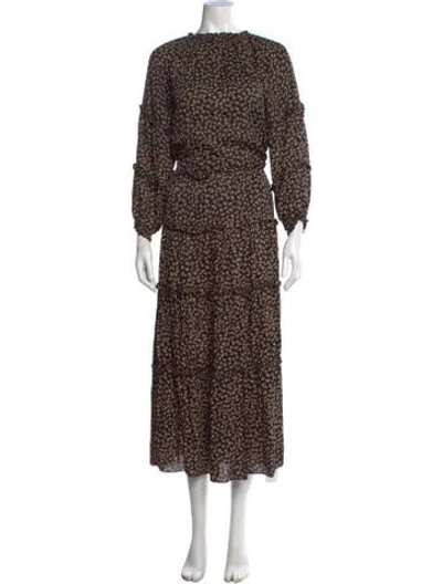 Pre-owned The Great Floral Print Long Dress In Black
