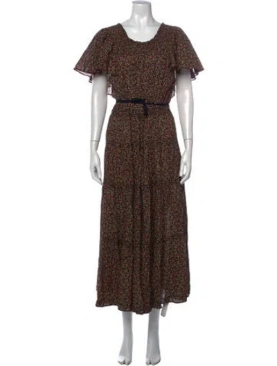 Pre-owned The Great Floral Print Long Dress In Black