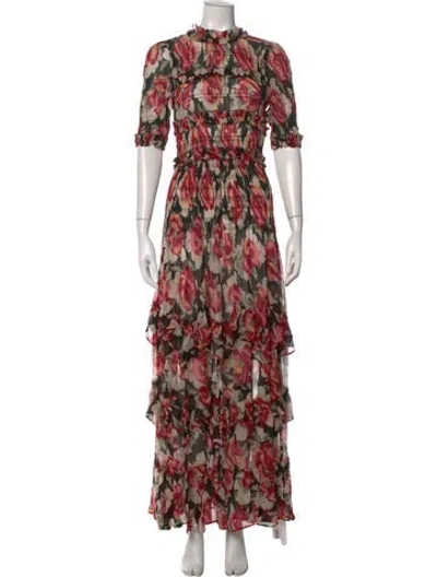 Pre-owned The Great Floral Print Long Dress In Black