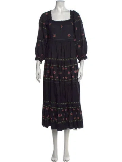 Pre-owned The Great Floral Print Long Dress In Black