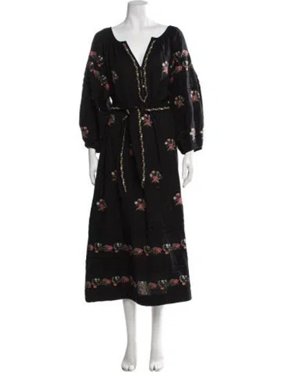 Pre-owned The Great Floral Print Long Dress In Black