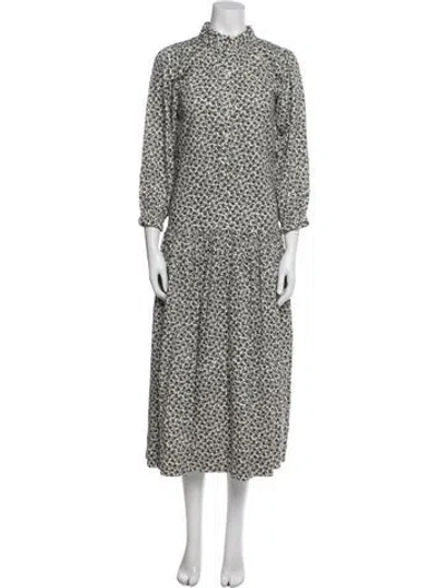 Pre-owned The Great Floral Print Long Dress In Blue