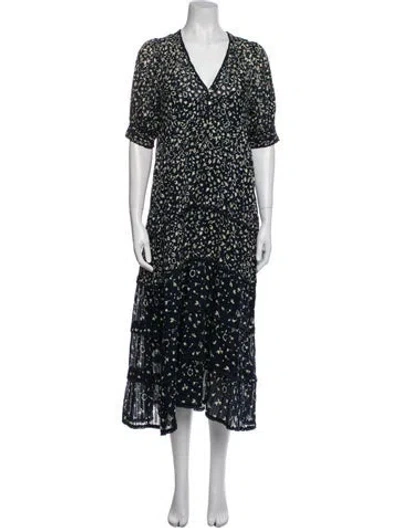 Pre-owned The Great Floral Print Long Dress In Blue