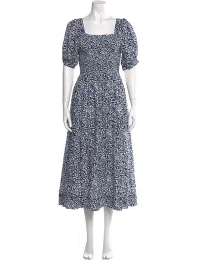 Pre-owned The Great Floral Print Long Dress In Blue
