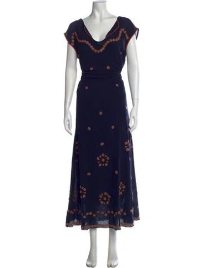 Pre-owned The Great Floral Print Long Dress In Blue