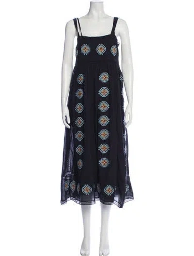 Pre-owned The Great Floral Print Long Dress In Blue