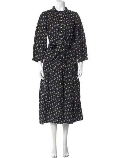 Pre-owned The Great Floral Print Long Dress In Blue