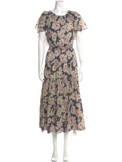 Pre-owned The Great Floral Print Long Dress In Blue