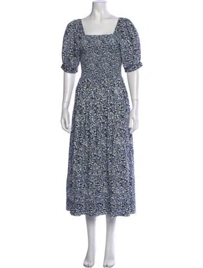Pre-owned The Great Floral Print Long Dress In Blue