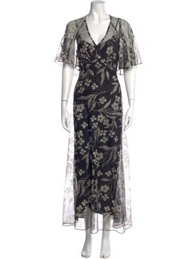 Pre-owned The Great Floral Print Long Dress In Blue