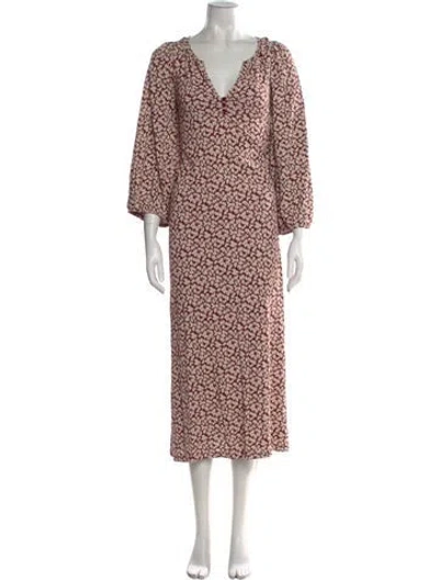 Pre-owned The Great Floral Print Long Dress In Burgundy