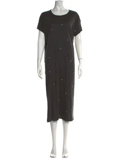 Pre-owned The Great Floral Print Long Dress In Grey