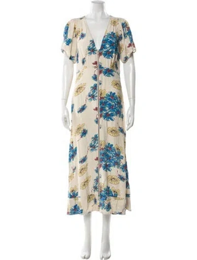 Pre-owned The Great Floral Print Long Dress In Neutral