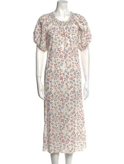 Pre-owned The Great Floral Print Long Dress In Neutral