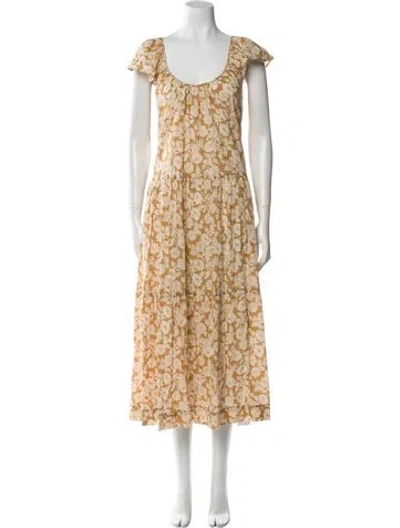Pre-owned The Great Floral Print Long Dress In Neutral