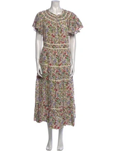 Pre-owned The Great Floral Print Long Dress In Neutral