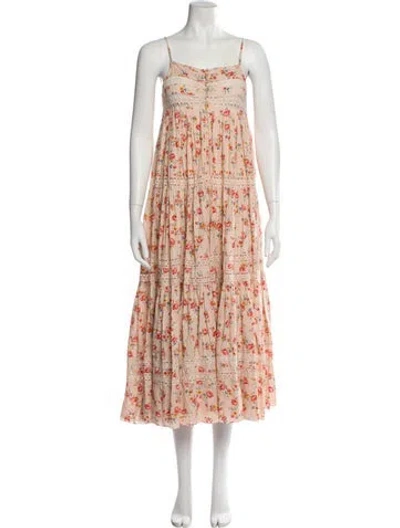 Pre-owned The Great Floral Print Long Dress In Neutral
