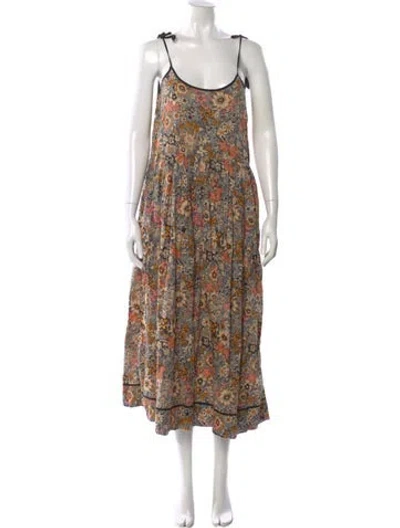 Pre-owned The Great Floral Print Long Dress In Neutral