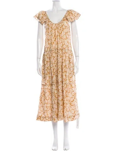 Pre-owned The Great Floral Print Long Dress In Neutral