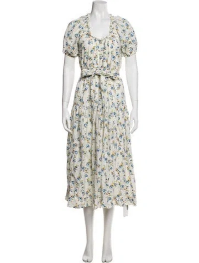 Pre-owned The Great Floral Print Long Dress In Neutral