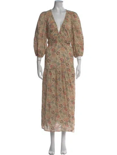 Pre-owned The Great Floral Print Long Dress In Neutral