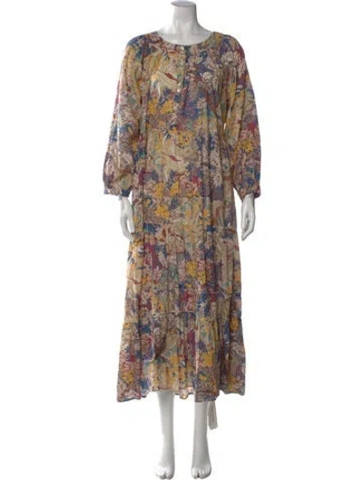 Pre-owned The Great Floral Print Long Dress In Neutral