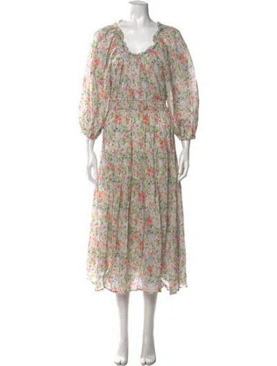 Pre-owned The Great Floral Print Long Dress In Neutral