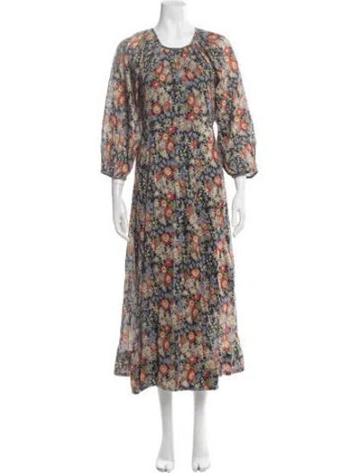Pre-owned The Great Floral Print Long Dress In Neutral