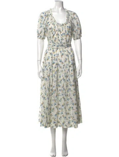 Pre-owned The Great Floral Print Long Dress In Neutral