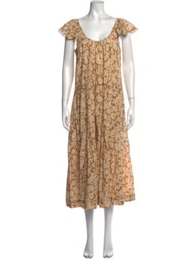 Pre-owned The Great Floral Print Long Dress In Neutrals