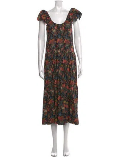 Pre-owned The Great Floral Print Long Dress In Neutrals