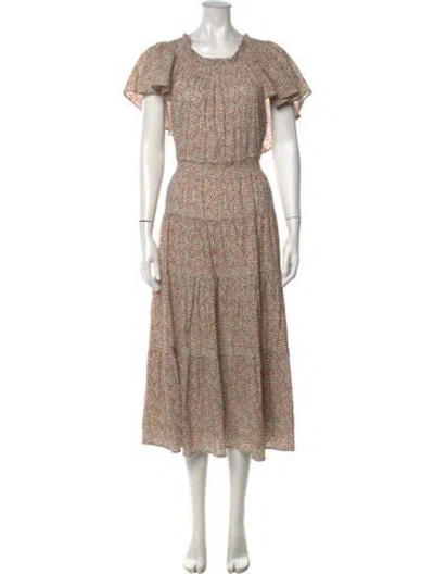 Pre-owned The Great Floral Print Long Dress In Neutrals