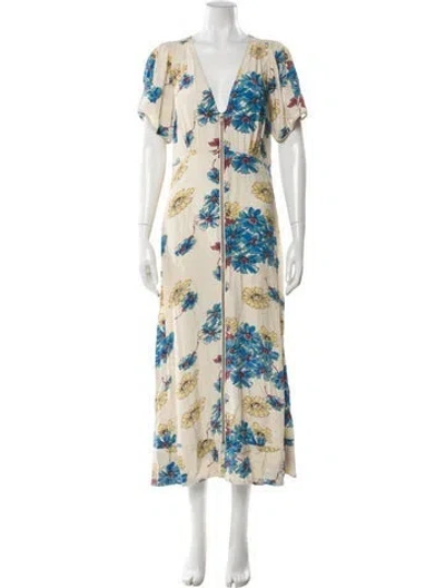 Pre-owned The Great Floral Print Long Dress In Neutrals