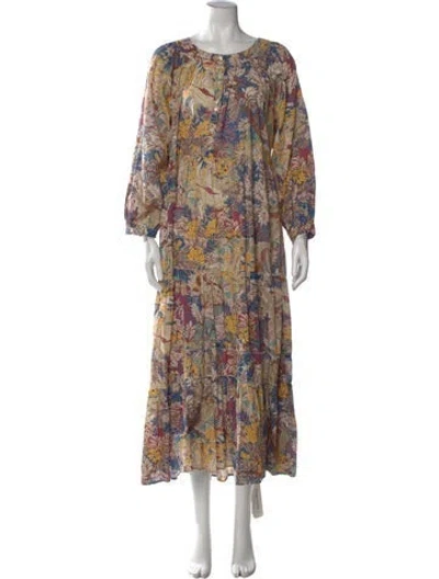 Pre-owned The Great Floral Print Long Dress In Neutrals
