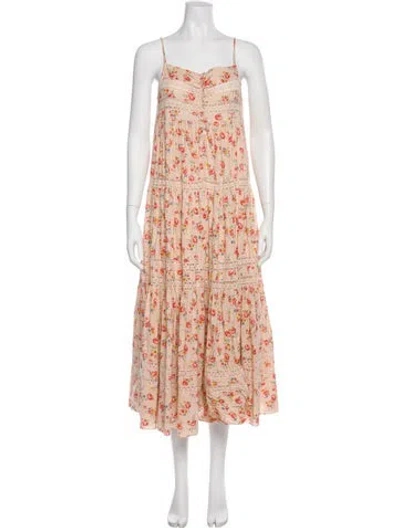 Pre-owned The Great Floral Print Long Dress In Pink