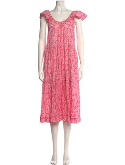 Pre-owned The Great Floral Print Long Dress In Pink