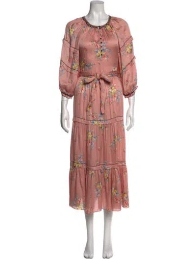 Pre-owned The Great Floral Print Long Dress In Pink