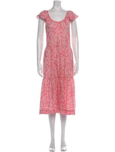 Pre-owned The Great Floral Print Long Dress In Pink