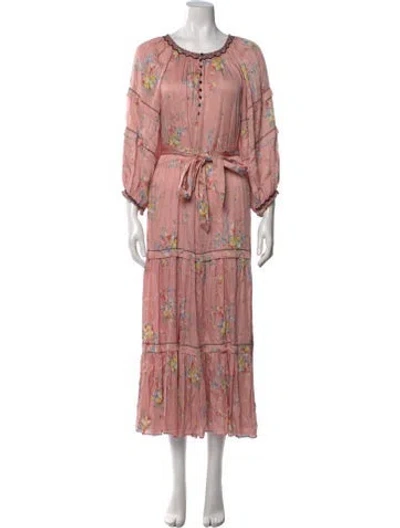 Pre-owned The Great Floral Print Long Dress In Pink