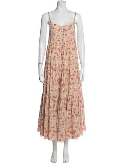 Pre-owned The Great Floral Print Long Dress In Pink