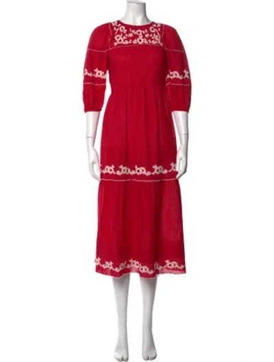 Pre-owned The Great Floral Print Long Dress In Pink