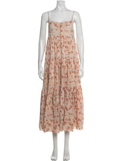 Pre-owned The Great Floral Print Long Dress In Pink
