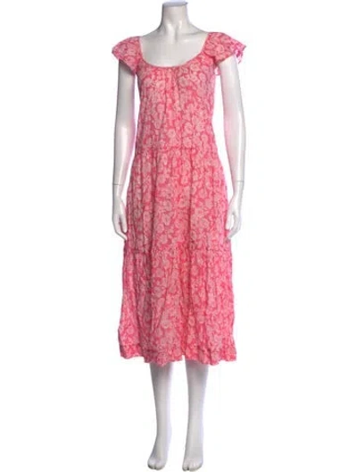 Pre-owned The Great Floral Print Long Dress In Pink