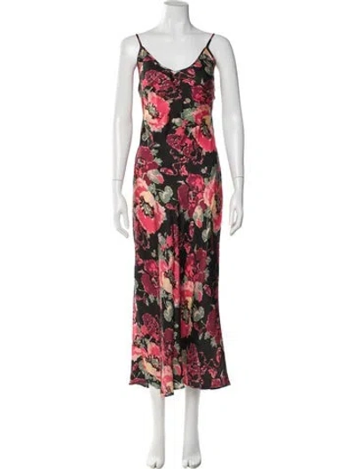 Pre-owned The Great Floral Print Long Dress In Red