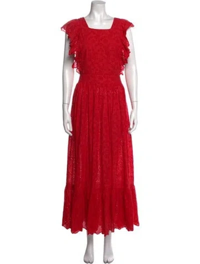 Pre-owned The Great Floral Print Long Dress In Red