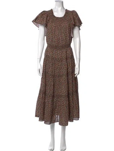 Pre-owned The Great Floral Print Long Dress W/ Tags In Black