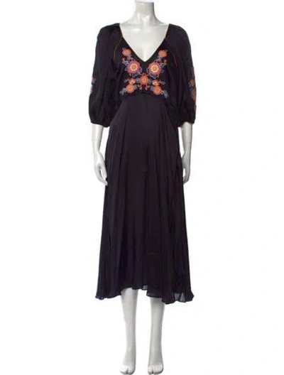 Pre-owned The Great Floral Print Long Dress W/ Tags In Black