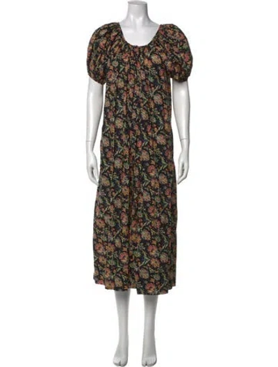 Pre-owned The Great Floral Print Long Dress W/ Tags In Black