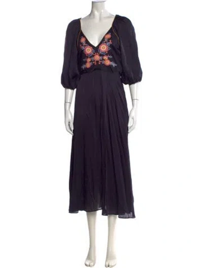 Pre-owned The Great Floral Print Long Dress W/ Tags In Black