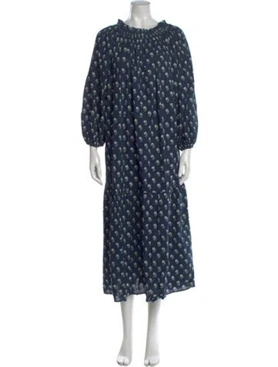 Pre-owned The Great Floral Print Long Dress W/ Tags In Blue